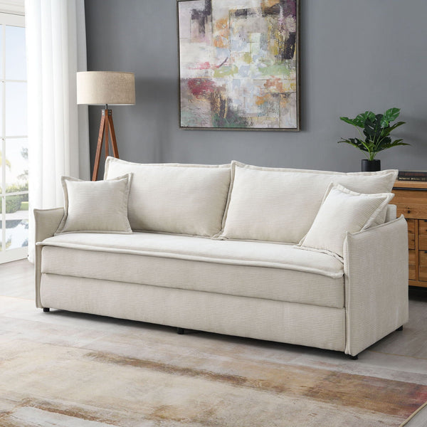 Elisea - Sleeper Sectional Sofa With 2 Toss Pillows - Beige - Best Buy Furniture