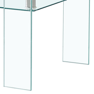 Modern Tempered Glass Coffee Table With 2 Tier Storage For Living Room