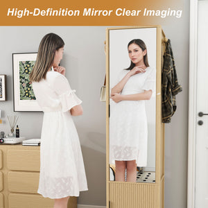 360° Rotating Makeup Cabinet With Full Length Mirror