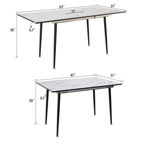 Modern Extendable Dining Table And Chair Set For 2 - 6 People