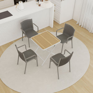 4 Piece Stackable Single Chairs With Vertical Stripe Design For All Weather