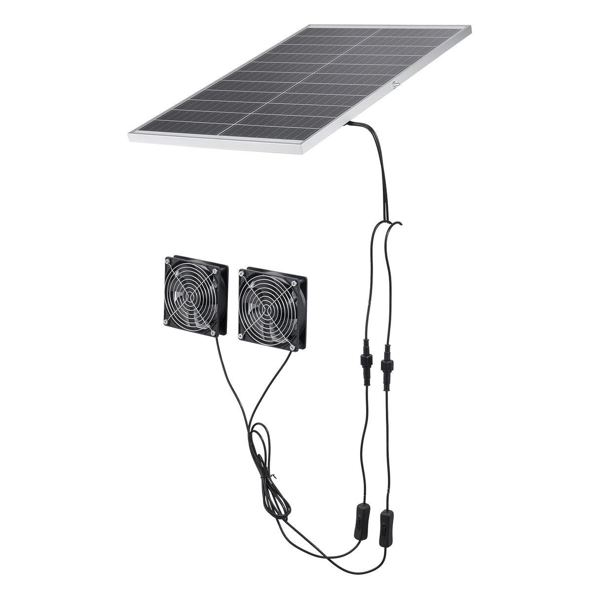 Solar Powered Fan with 30W Solar Panel and Dual Fans