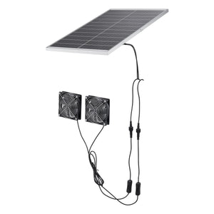 Solar Powered Fan with 30W Solar Panel and Dual Fans