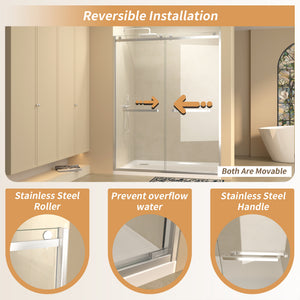 56-60 in.W x 76 in.H Semi-Frameless Sliding Shower Door