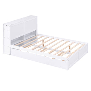 Storage Platform Bed With Pull Out Shelves And Trundle