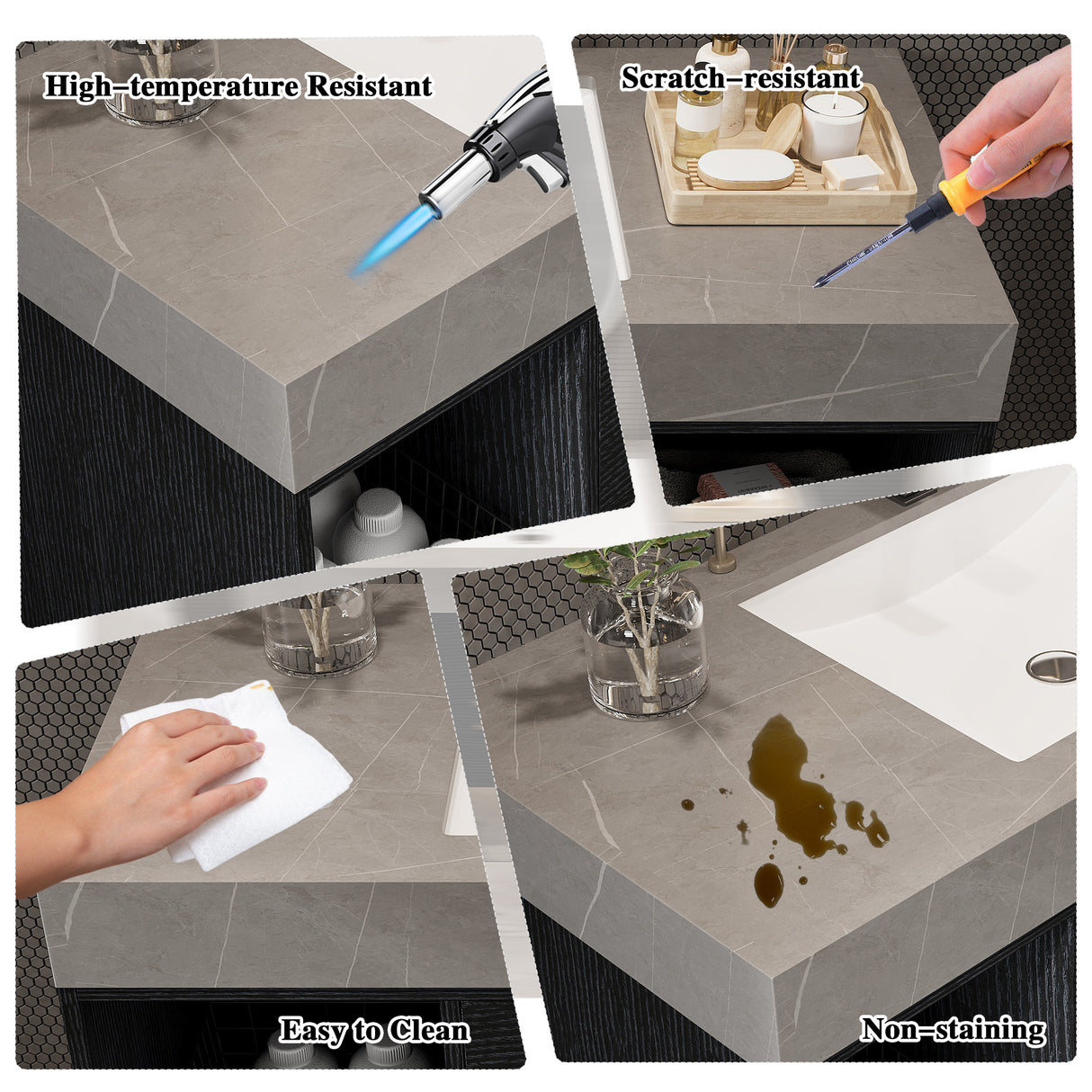 39.4 Inches Single Contemporary Floating Bathroom Vanity