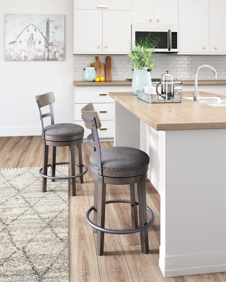 Caitbrook - UPH Swivel Barstool - Gray - Best Buy Furniture