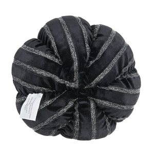 Set of 2, 7x7x7" Fabric Black Stripe Pumpkin Decor