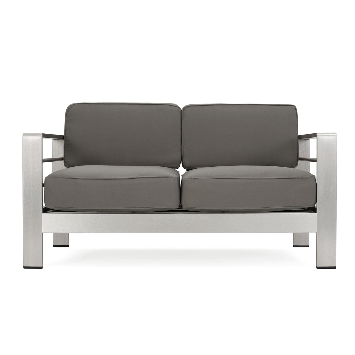 Outdoor Aluminum Loveseat With Cushion - Gray - Best Buy Furniture