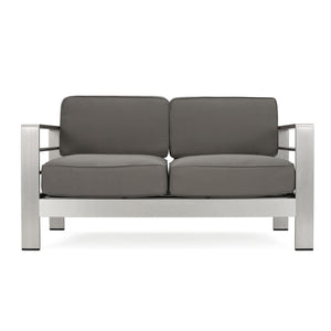 Outdoor Aluminum Loveseat With Cushion - Gray - Best Buy Furniture