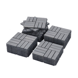 Acacia Wood Interlocking Deck Tiles Checker Pattern For Outdoor Flooring