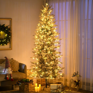 HOMCOM 7.5ft Tall Prelit Artificial Christmas Tree