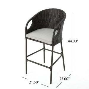 Outdoor 31" Rattan Barstools With Waterproof Cushions (Set of 2) - Multi Brown - Best Buy Furniture