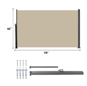Retractable Side Screen Awning - Dark Grey - 118" x 63"