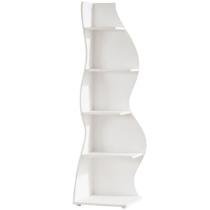 5 Tier Wavy Corner Bookshelf And Plant Stand For Living Room