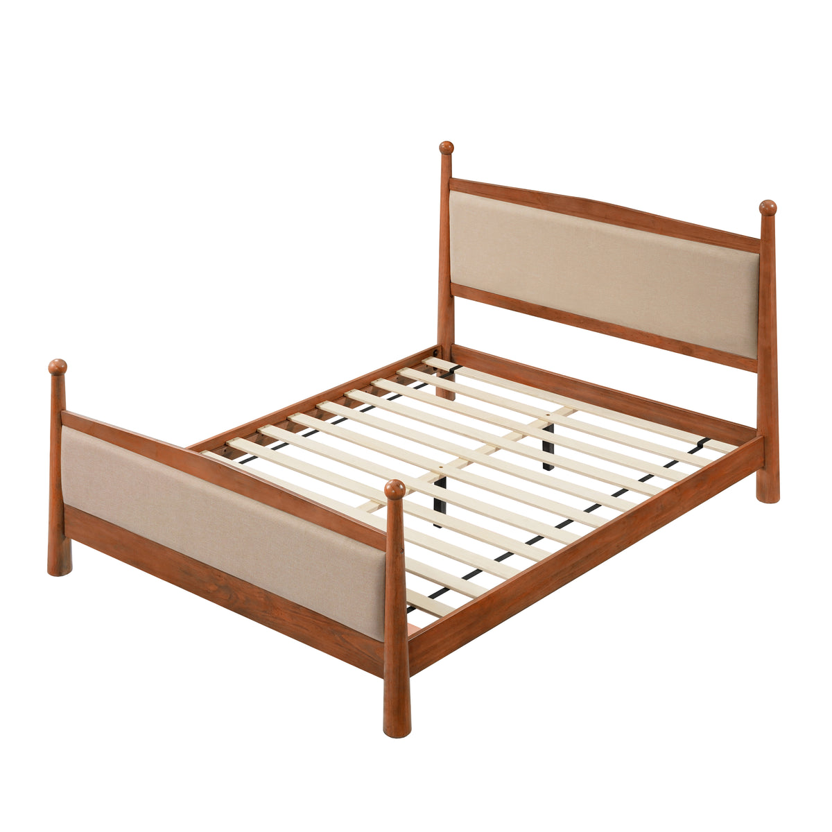 Queen Size Upholstered Platform Bed Frame with Wooden Slat Support