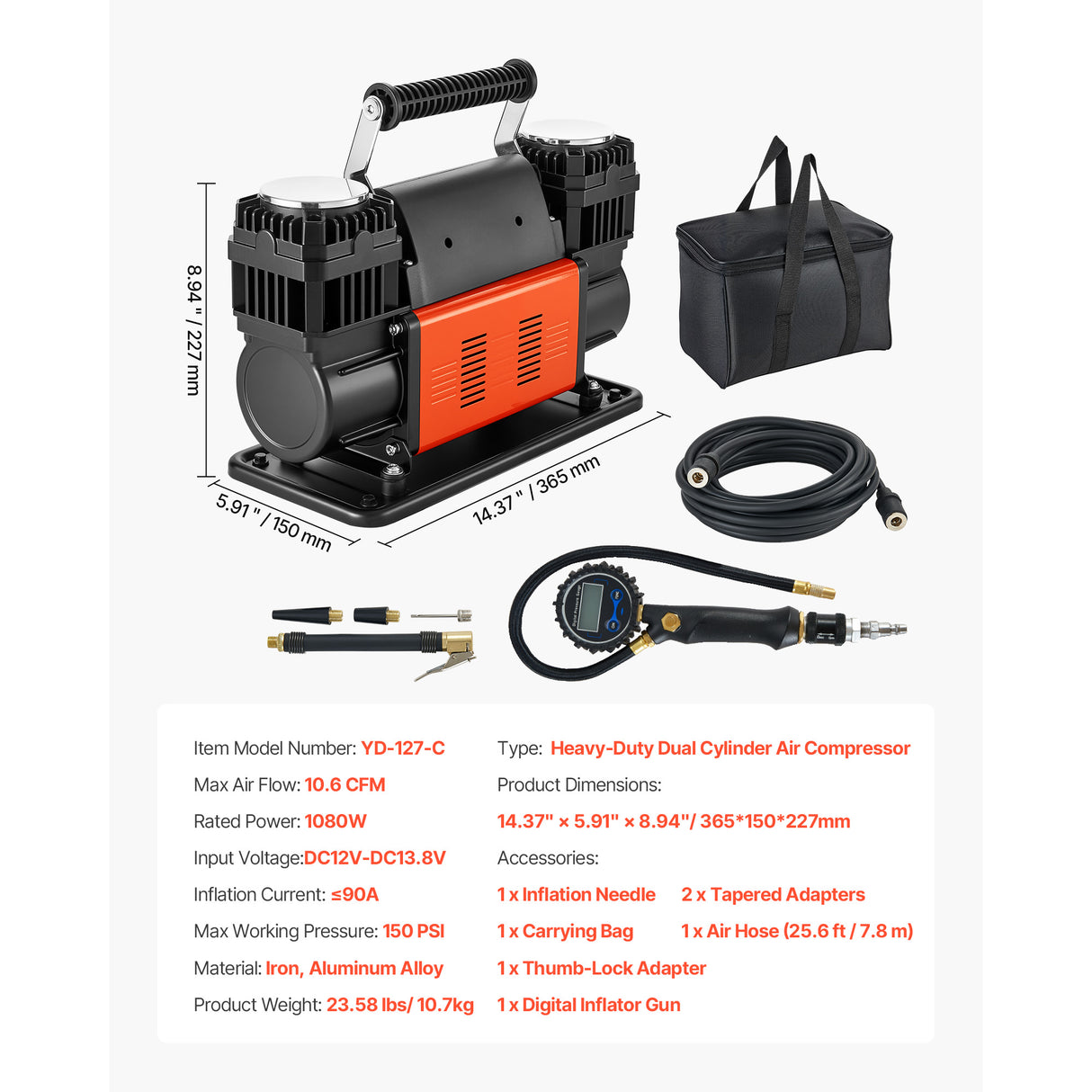 Dual-Cylinder Heavy Duty Air Compressor