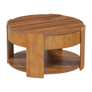 Vibe Haus Farmhouse Round Lift Top Coffee Table with Hidden Storage