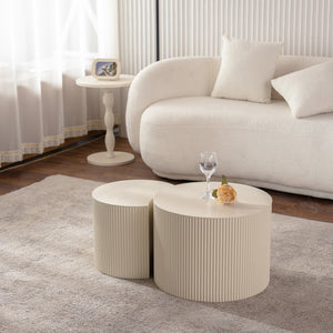 Round Coffee Table Handcrafted Relief Sturdy Pedestal