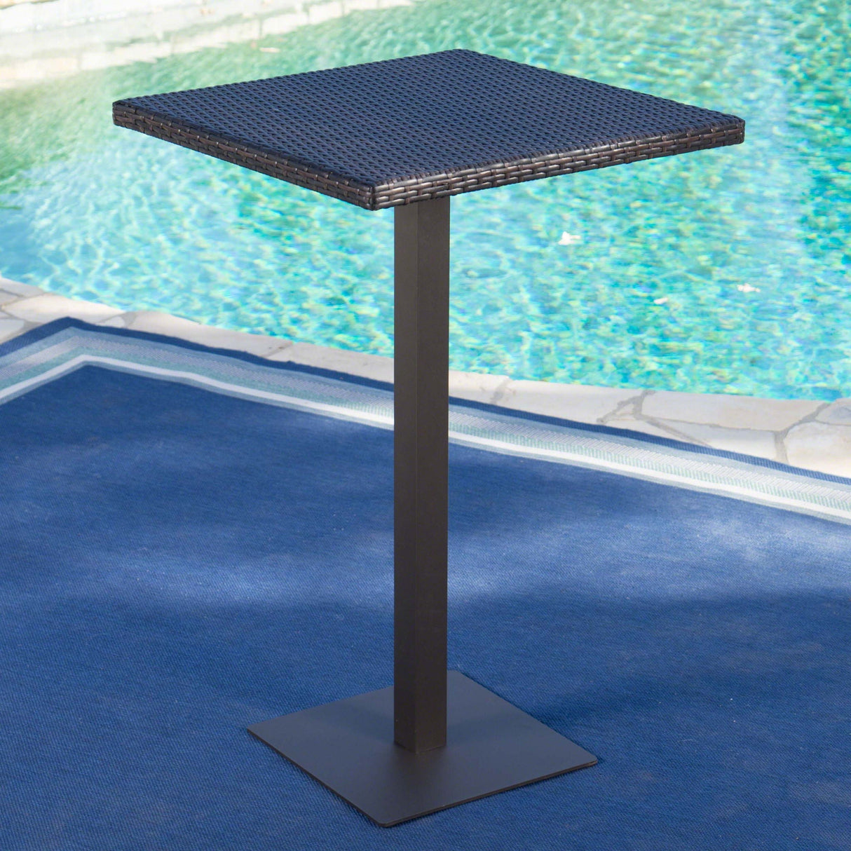 Outdoor Square Rattan Bar Table With Iron Frame - Multi Brown - Best Buy Furniture