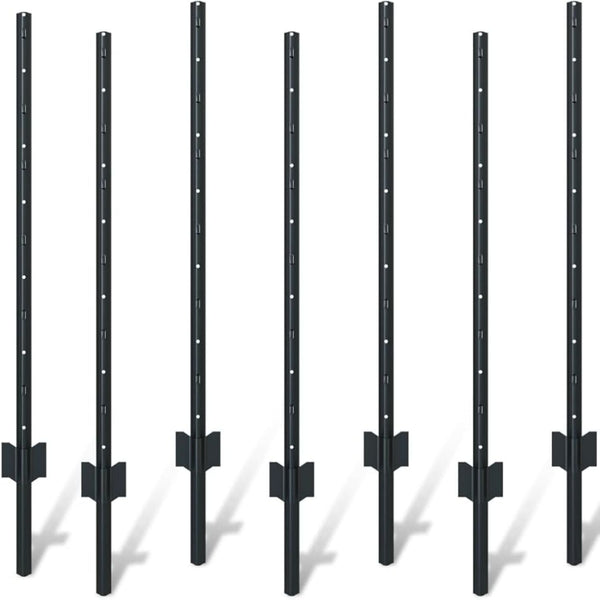4 Foot U-Shaped Metal Garden Fence Posts Set for Wire Mesh Fencing