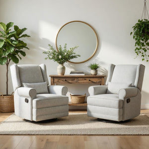 Extra Wide Swivel Recliner Glider Chair With Footrest