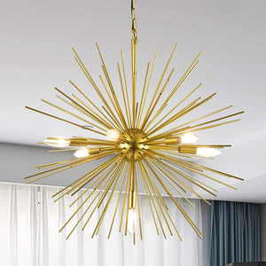 Gold Sputnik Chandelier, 7-Light Mid-Century Modern Starburst, 25.6 Inch