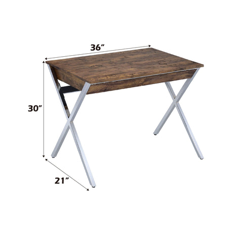 Callers - Weathered Writing Desk - Chrome / Oak - Best Buy Furniture