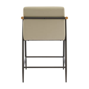 Mid Century Modern Counter Stool Set With Espresso Metal Frame - Khaki
