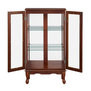Curio Cabinet Lighted Curio Diapaly Cabinet With Adjustable Shelves And Mirrored Back Panel, Tempered Glass Doors (3 Tier), (E26 Light Bulb Not Included)