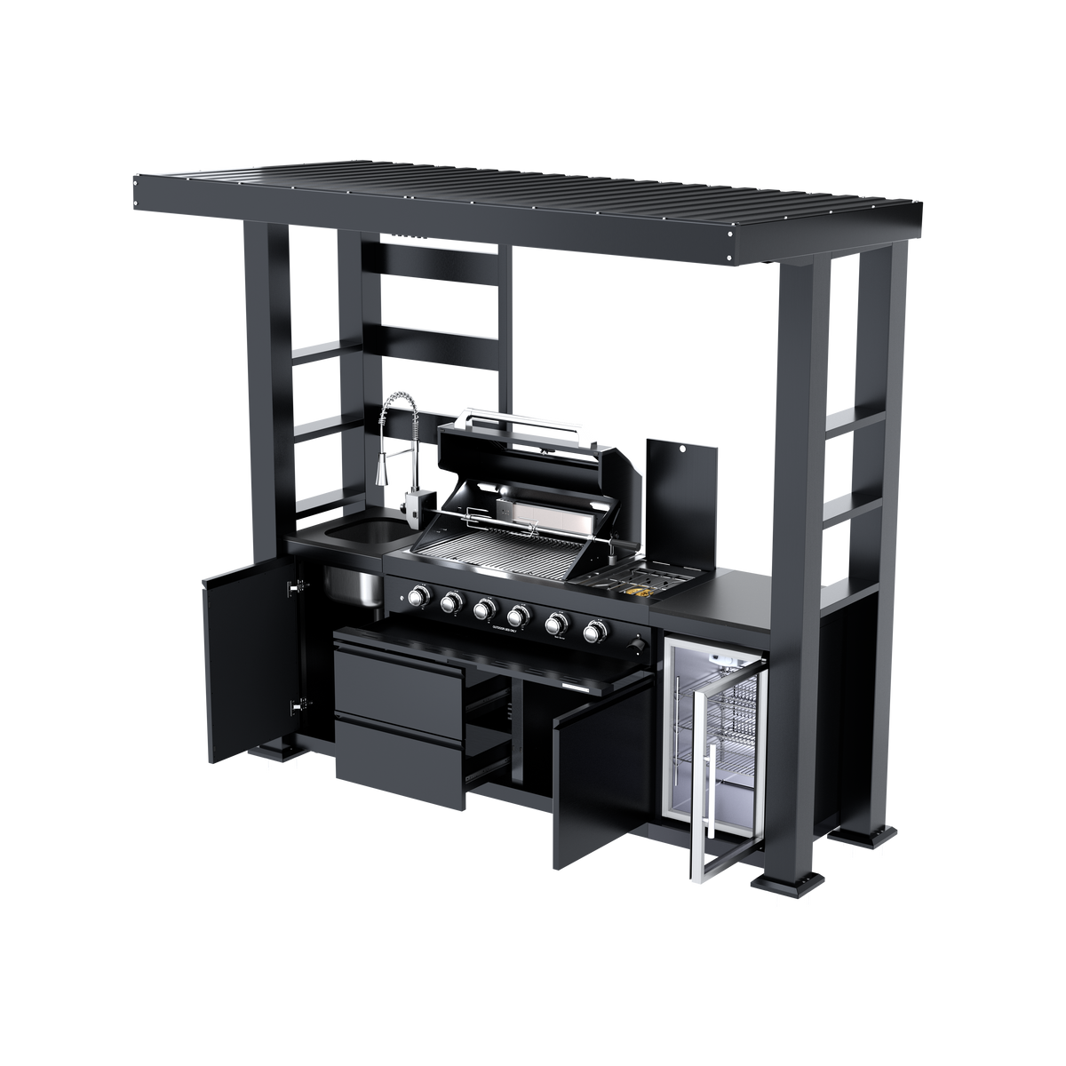 97-Inch 4-Burner Deluxe Stainless Steel Gas Outdoor Kitchen Grill