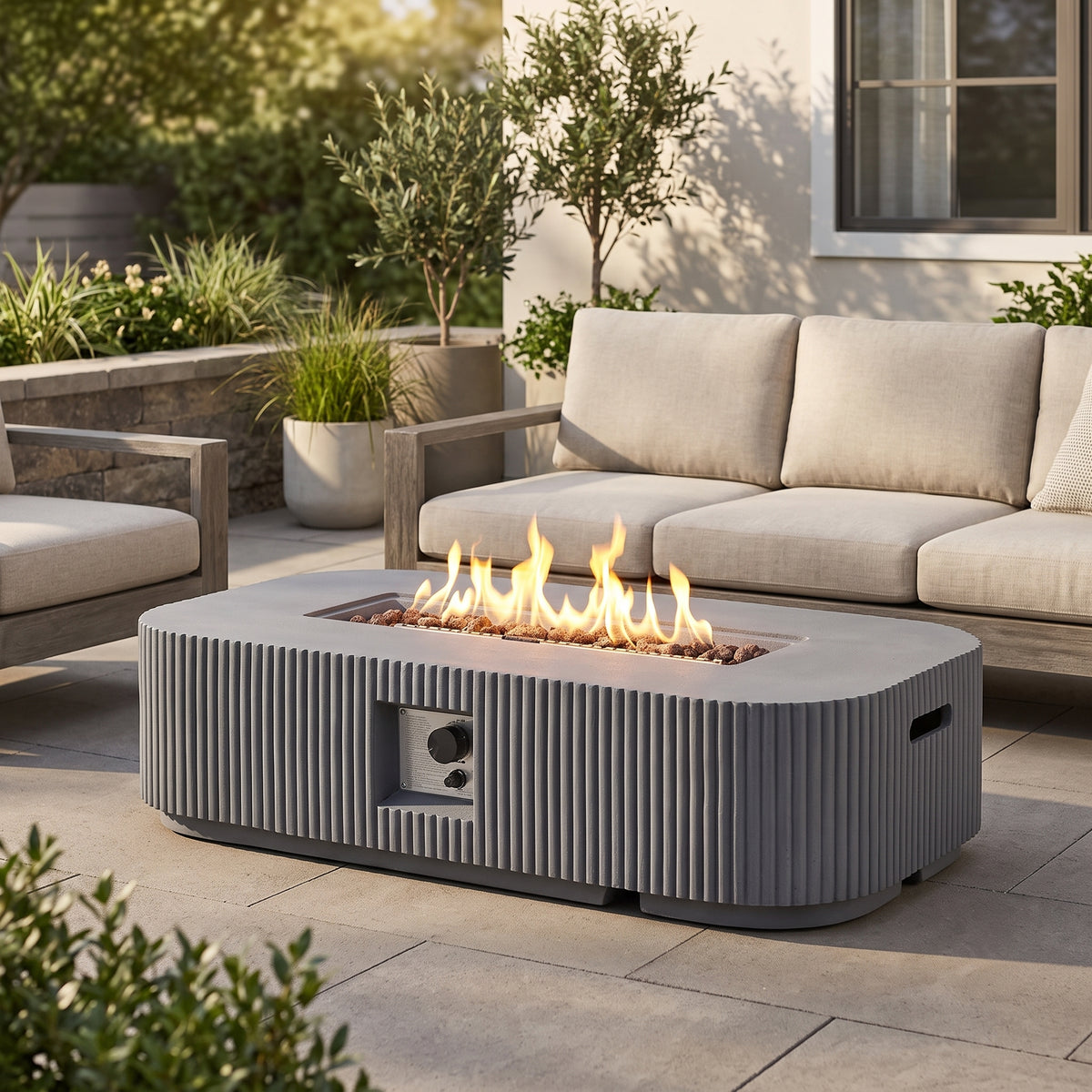 Outdoor 48.2" Rectangular MgO Fire Pit