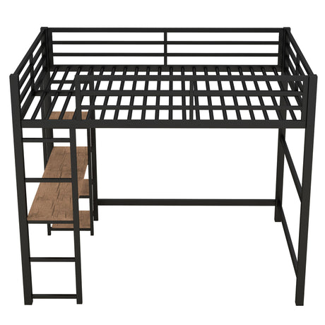 Loft Bed With Built In Desk And Storage Shelves, Full Size - Black