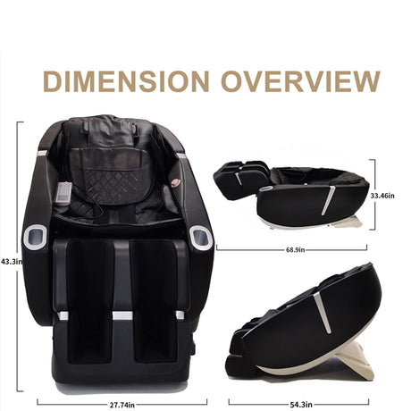 SL Type Pulley Guide, 2D Motor-Massage Manipulator-Space Saver Design, Track Sliding Zero Gravity Multifunction Massage Chair - Black