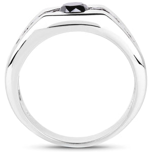 0.74 Carat Genuine Black Diamond .925 Sterling Silver Ring