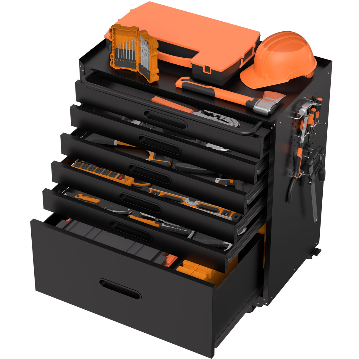 Rolling Tool Cabinet Heavy Duty Garage Storage With Lockable Doors & Drawers
