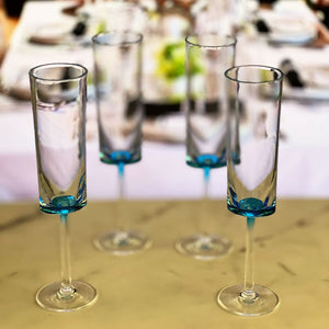 Oval Halo - Acrylic Champagne Flutes (Set of 4)