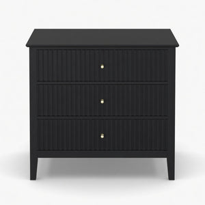 Fluted 3 Drawer Nightstand With Soft Close Slides