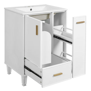 Bathroom Vanity With Sink, Deep Drawer, Door Shelf, 2 Tier Basket