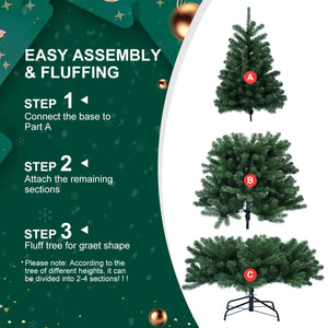 6ft Christmas Tree with Memory Wire, 760 Tips Hinged Artificial PVC Tree, Easy Setup