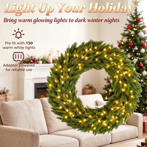 48in Pre-Lit Norwegian Spruce Christmas Wreath