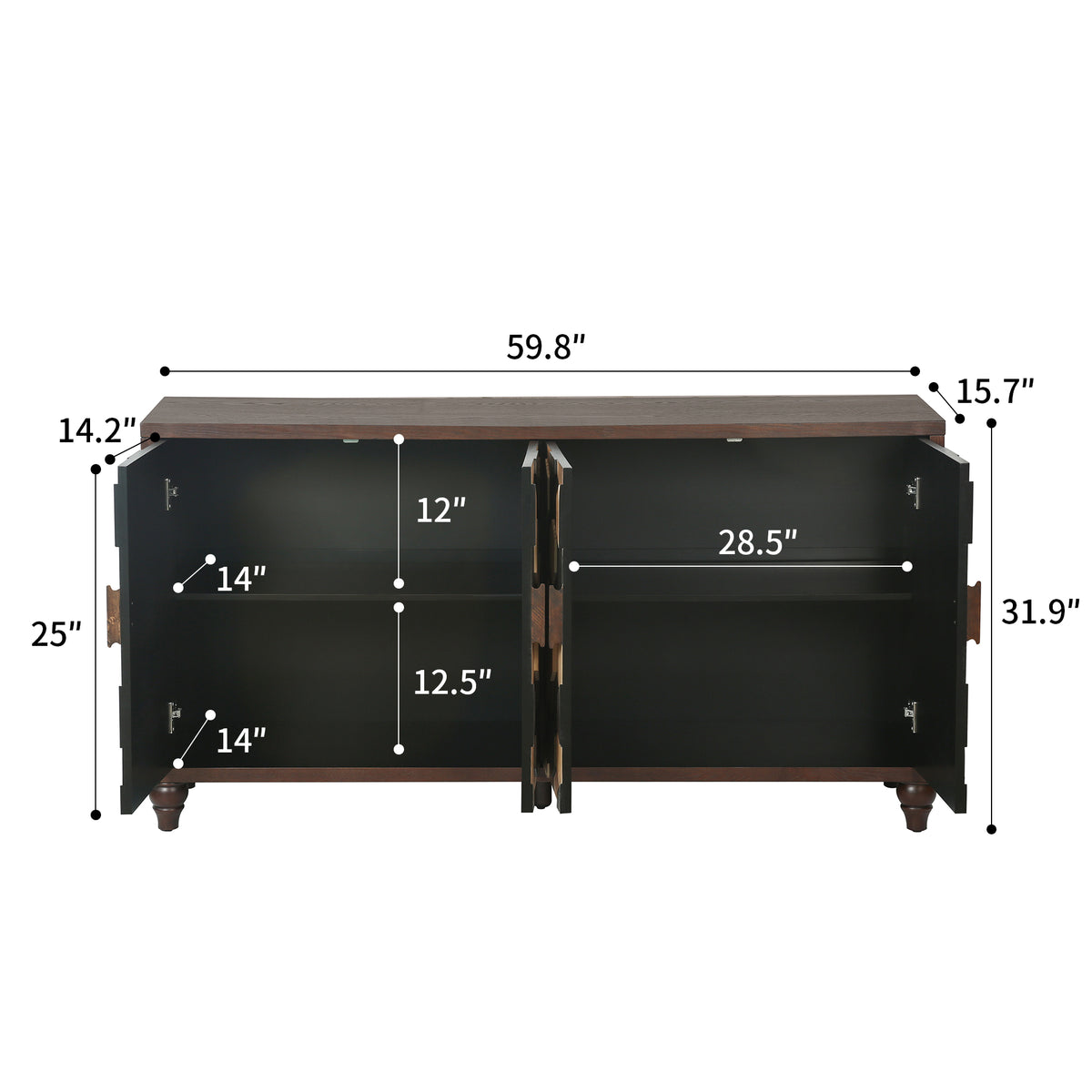 59.8" Sideboard With Honeycomb Pattern