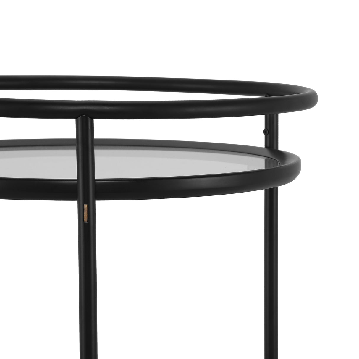 Modern Round Bar Cart with Tempered Glass Shelves