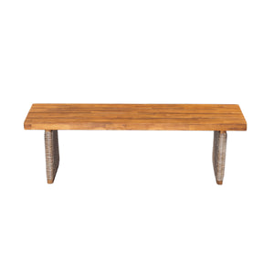 Outdoor 1pcs Acacia Wood Bench, Teak Finish