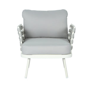 Mariano Steel 4-Pieces Conversation Set, Off White & Grey