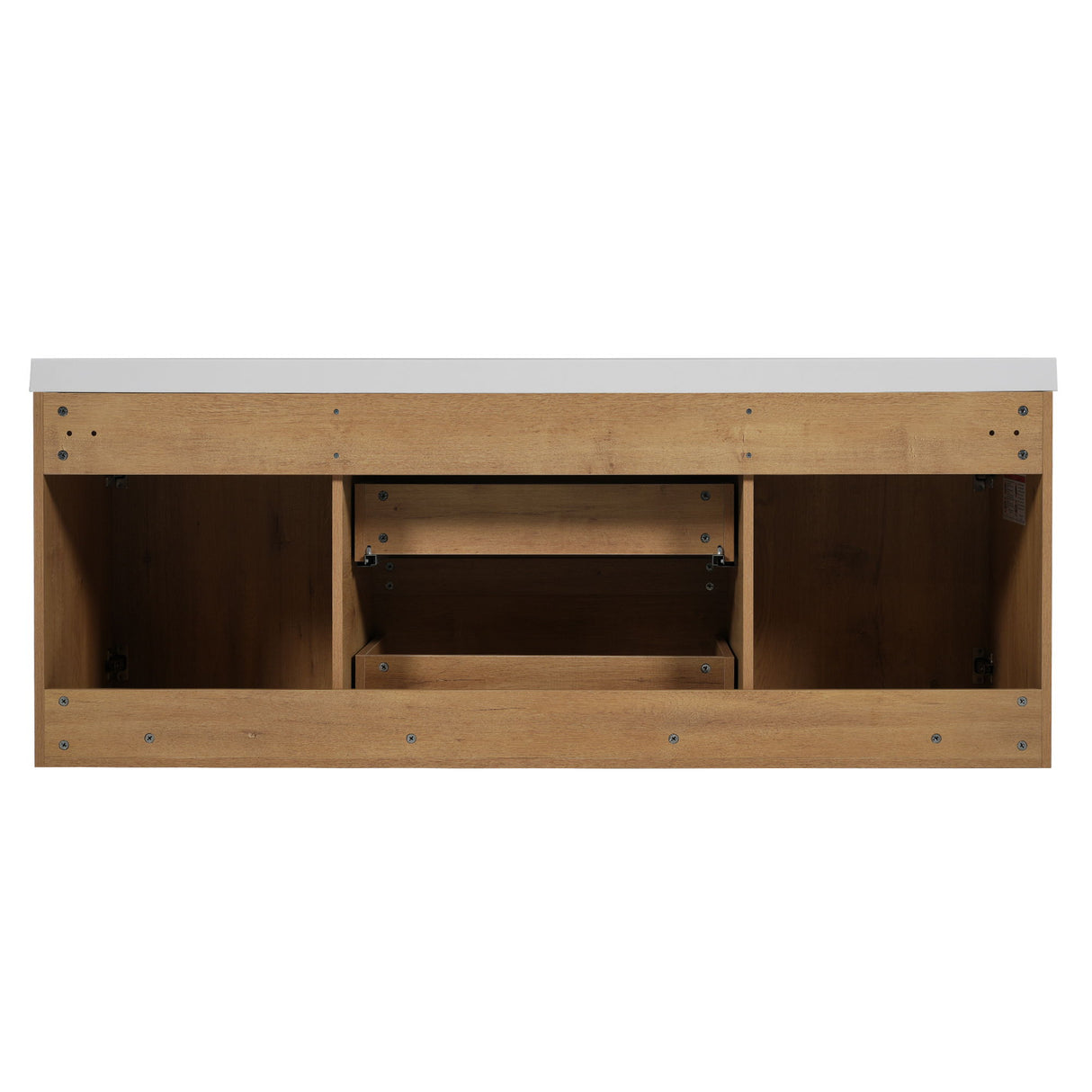 Double Sink Bathroom Vanity, Cabinet & Soft Close Doors, Divided Drawers, Wall Mounted Storage - Wood