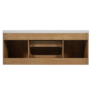 Double Sink Bathroom Vanity, Cabinet & Soft Close Doors, Divided Drawers, Wall Mounted Storage - Wood