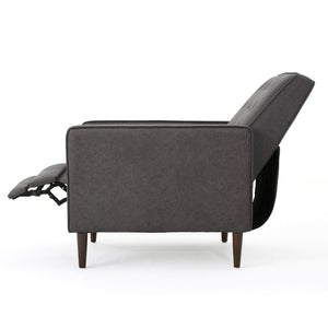 Macedonia - Mid Century Modern Button Tufted Fabric Recliner - Slate