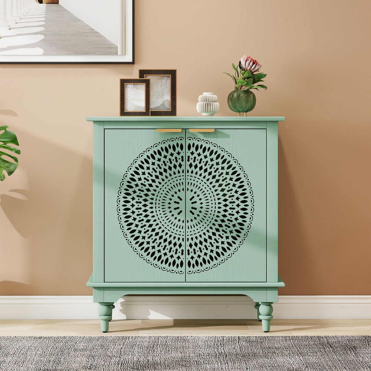 Hollow - Carved 2 Doors Accent Cabinet