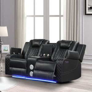 Benz - Power Reclining Loveseat With LED Lighting And Built In USB